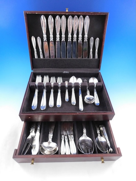 Princess Fuchsia by Frigast Sterling Silver Flatware Set Service 73 Pcs Dinner